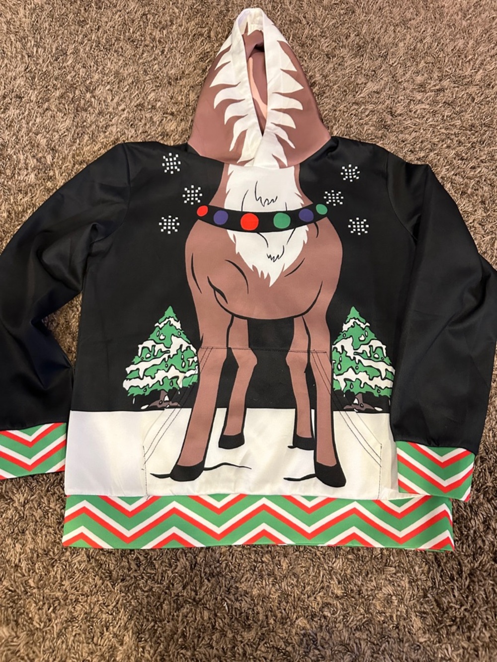 Kids Black Holiday Reindeer Pullover Hoodie
